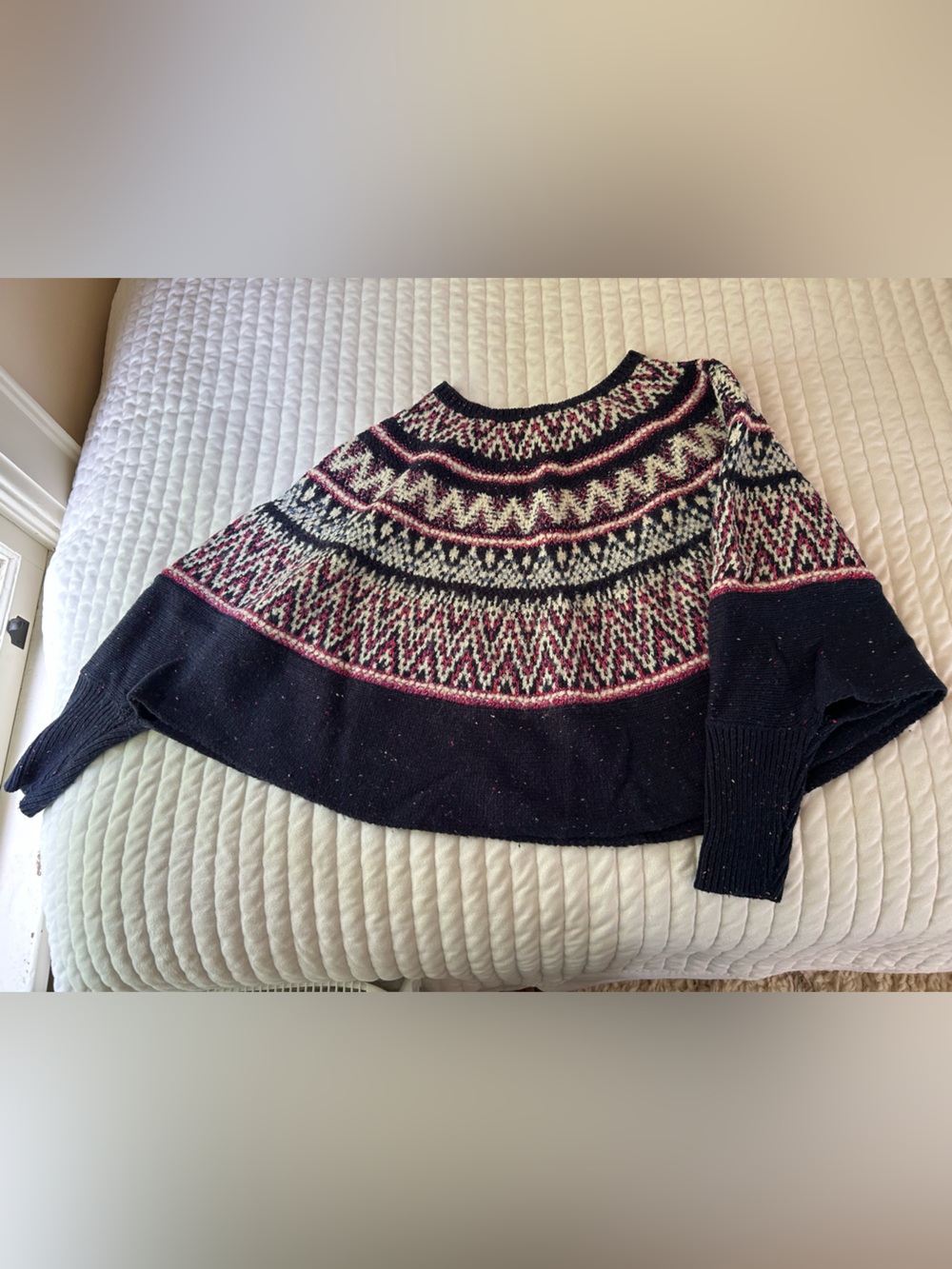 Anthropologie Sleeping on Snow Woken’s Fair Isle Knit cape Sweater